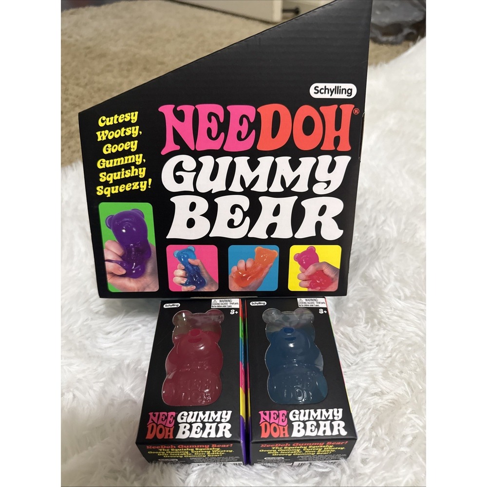 NEW Schylling NeeDoh Gummy Bear Fidget Stress Toy 2 Pack Pink Blue 26073HY